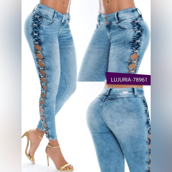Light Blue Skinny Jeans with Side Cut-Outs